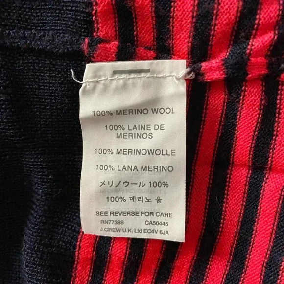 J CREW | Navy & Red Striped Crewneck 100% Merino Wool Knit Sweater Size S - Picture 9 of 10